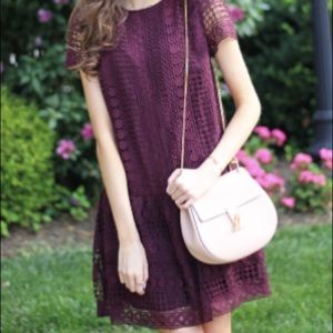 The Loft Lace Drop Waist Burgundy Dress